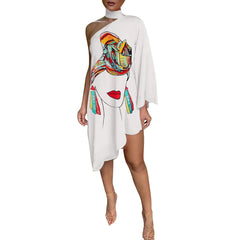 Printed One Shoulder Dress