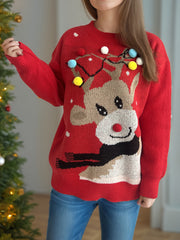 Suéter de punto con dibujos de ciervos navideños