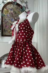 Christmas Polka Dot Raw Edge Dress