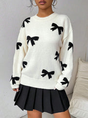 Weihnachtsschleife Langarm Vintage Y2k Strickpullover