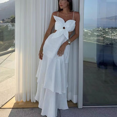 3D Flower Layered Sleeveless Suspender Dress