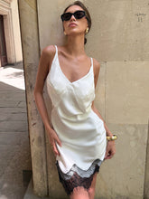 Lace Patchwork Strapless Colorblock Mini Dresses - White