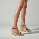 Braided Rope Wedge Platform Sandals