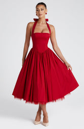 halterneck backless sleeveless gathered patchwork dress pocket dress