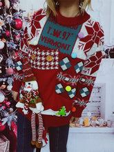 Weihnachten Herbst und Winter Lockerer Rundhalspullover Strickpullover