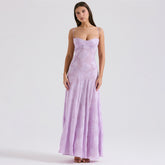 Purple Backless Suspender Dress