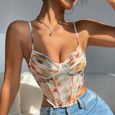 Fishbone Bra Vest With Printed Camisole