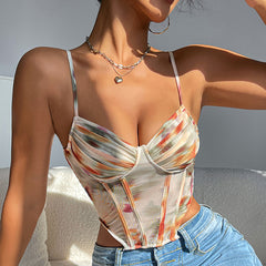 Fishbone Bra Vest With Printed Camisole