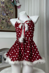 Christmas Polka Dot Raw Edge Dress