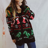 Langärmlige Jacquard-Weihnachts-Streetwear-Cardigans