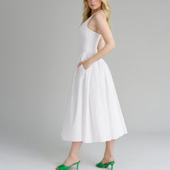 Solid-Color Halter Deep V Pleated Evening Dress