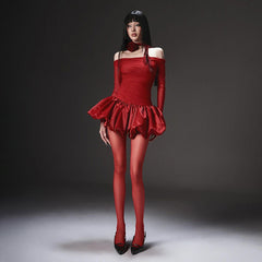 Vestido navideño ajustado de manga larga estilo urbano