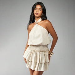 Sleeveless Cinched-Waist Elegant Dress