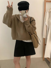 Nueva sudadera vintage de punto holgado con capucha y manga larga