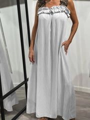 Leopard Print Pocket Cotton And linen Dress