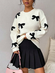 Weihnachtsschleife Langarm Vintage Y2k Strickpullover