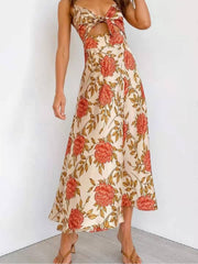 Beach Halter Dress With Printed Bow