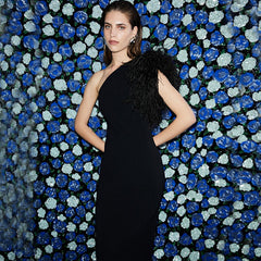 One Shoulder Feather Long Dress Backless Prom Dresses