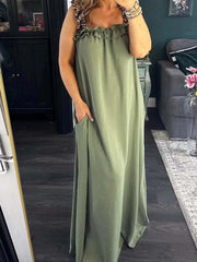 Leopard Print Pocket Cotton And linen Dress