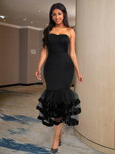 Vestido de fiesta de sirena con hombros descubiertos