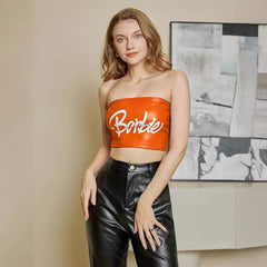 PU Leather Printed Shoulder-Neck Vest