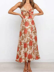 Beach Halter Dress With Printed Bow