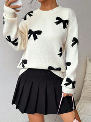 Weihnachtsschleife Langarm Vintage Y2k Strickpullover