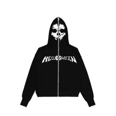 Y2K Zip Up Rhinestone Jacket Long Sleeve Halloween Top Sweatshirt Hoodies