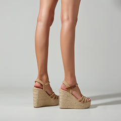 Braided Rope Wedge Platform Sandals