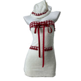 Vestido sin tirantes a cuadros navideño