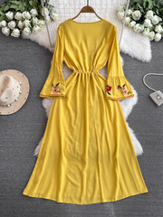 Vestido playero largo bohemio con escote en V