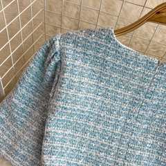 Schickes A-Linien-Kleid aus Tweed mit Rundhalsausschnitt, einreihiger Metallknopf-Taille, schlankmachender