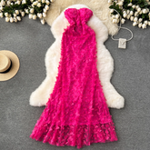 Three-dimensional butterfly tube top dress