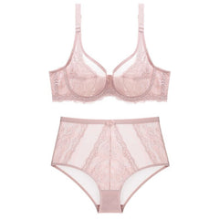 Ultradünnes transparentes Push-Up-Dessous-Set mit Spitzenstickerei