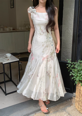 Damen Sommerkleid mit Blumenmuster und Trägern