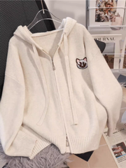 Women's thickened zipper hooded sweater