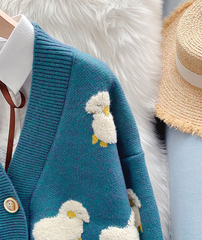 Niedlicher Pullover mit Schafmuster, Langarmpullover, Pullovermantel, Frühlings- und Herbstkleidung