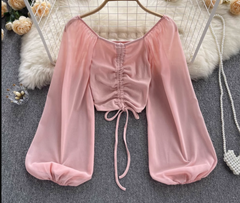 Women's summer bubble long sleeve blouses