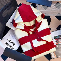 Chic rot gestreiften kapuzenpullover frauen herbst und winter