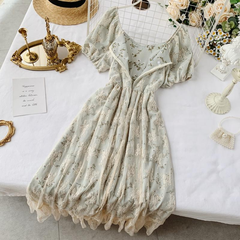 Schickes A-Linien-Kleid mit Blumenmuster, süßer Rock mit hoher Taille