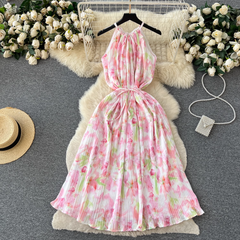 Damen Sommerkleid mit Blumenmuster und Trägern