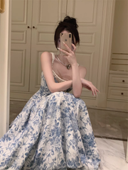 Französisches florales Strapskleid