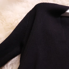 Gespleißter Midirock aus Netzstoff, V-Ausschnitt, langärmliges Puffkleid mit Schmetterlingsstickerei