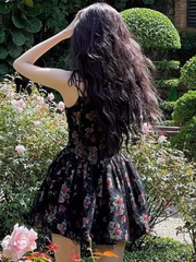 Women's lace embroidery printed dress