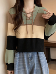 Women's autumn and winter striped short sweater