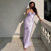 Lila rückenfreies Strapskleid