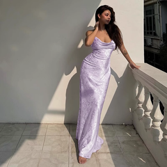 Lila rückenfreies Strapskleid