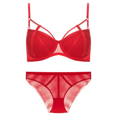 Klassisches Bandage-Push-Up-Spitzen-BH- und Höschen-Set