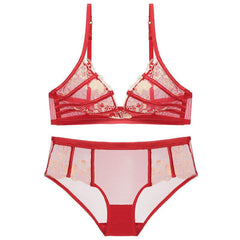 Ultradünnes BH-Set mit Spitzenstickerei ohne Stahlring
