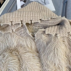 Suéter de cachemira y cárdigan de visón para mujer